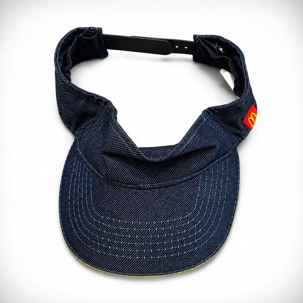 mcdonalds unisex visor hat promotional denim twill navy blue adjustable osfm